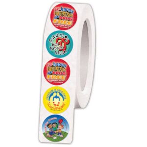 Be Happy. Be Brave. Be Drug Free.™ Red Ribbon Week Assorted Sticker Roll