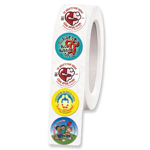 Red Ribbon Week Sticker Assorted Roll