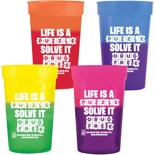Red Ribbon Temperature Color Changing Cups