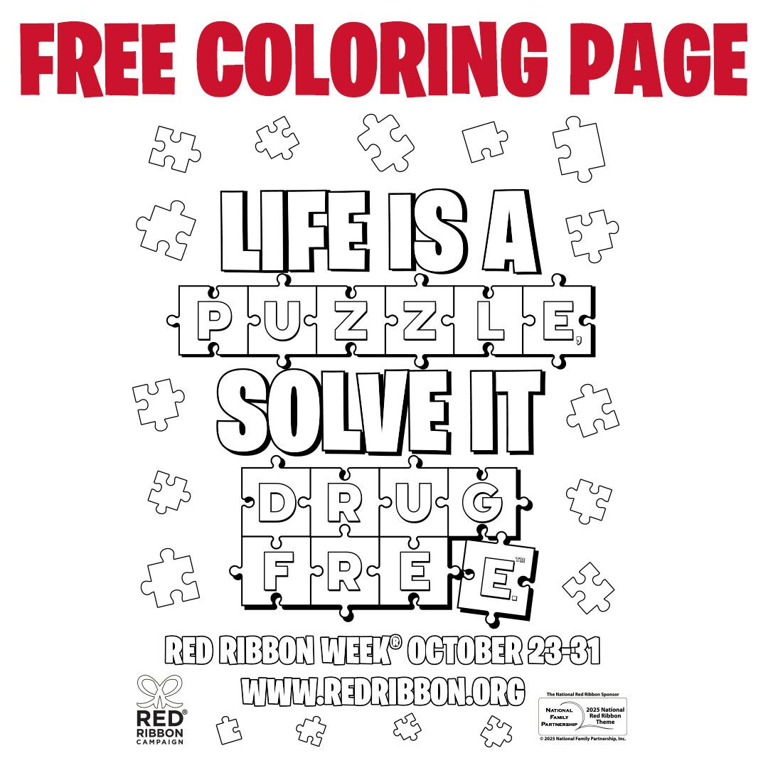 Red Ribbon Week Theme Coloring Page