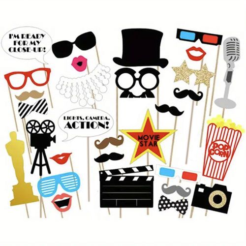 Photo Booth Props (Movie Theme) – 30 Pc. Photo Booth Props (Movie Theme) – 30 Pc.